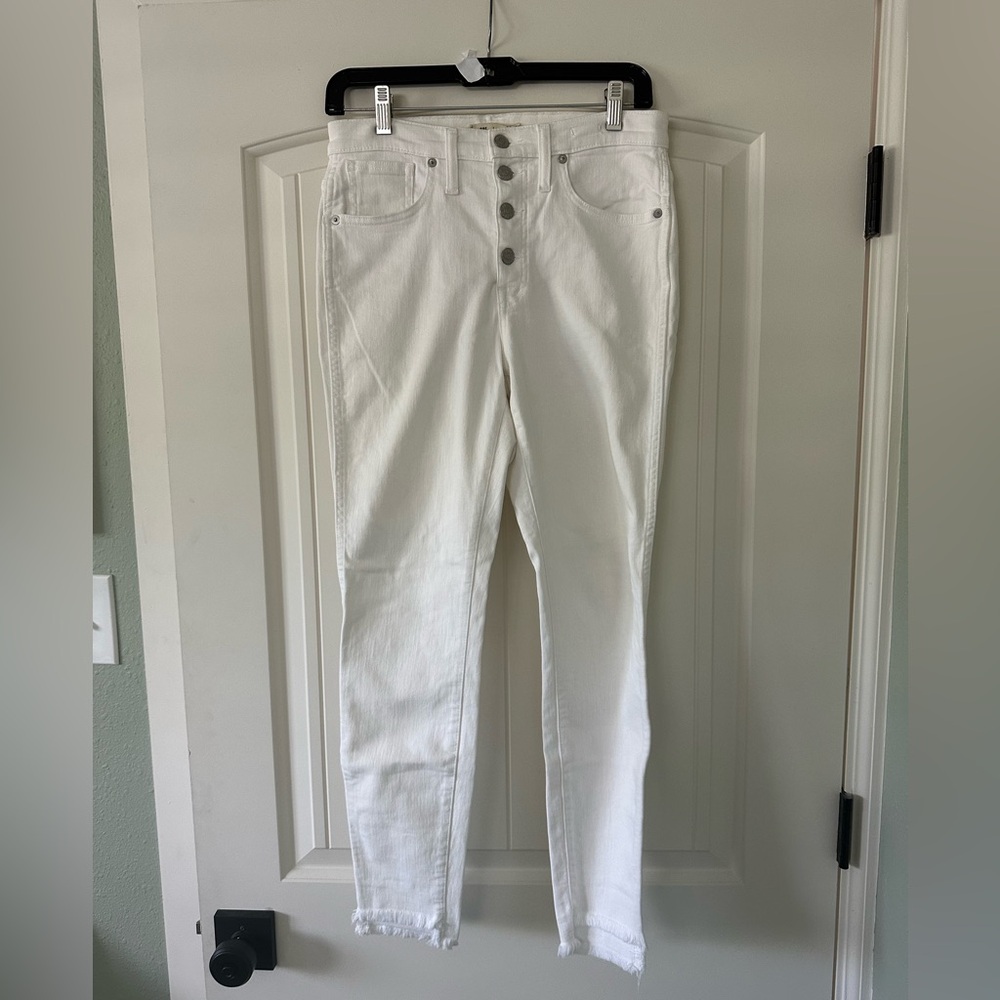 Madewell 10” high rise skinny white jeans